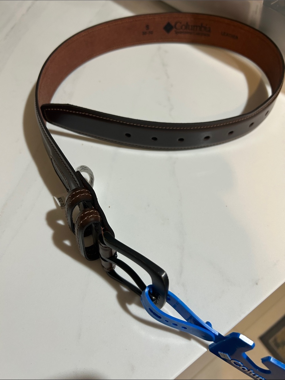 Columbia Brown Leather Men’s Belt with Black Buckle